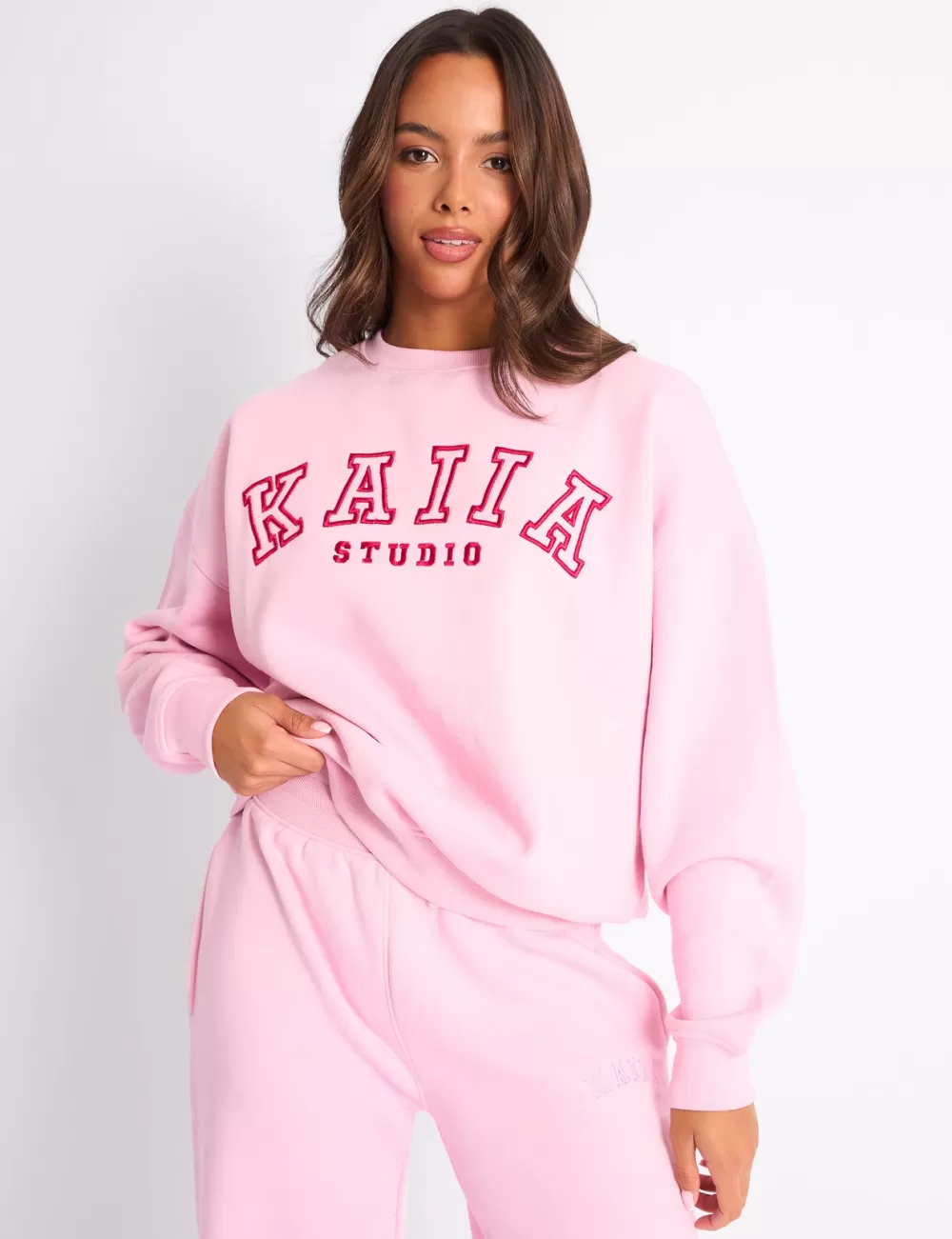 Store Public Desire Kaiia Sport Oversized Sweatshirt Pink & Red Pink_red
