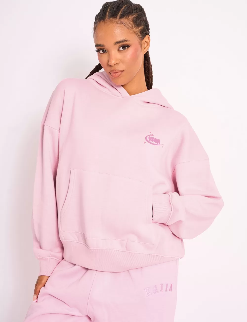 Best Sale Public Desire Kaiia Star Ombre Graphic Oversized Hoodie Baby Pink Baby_pink