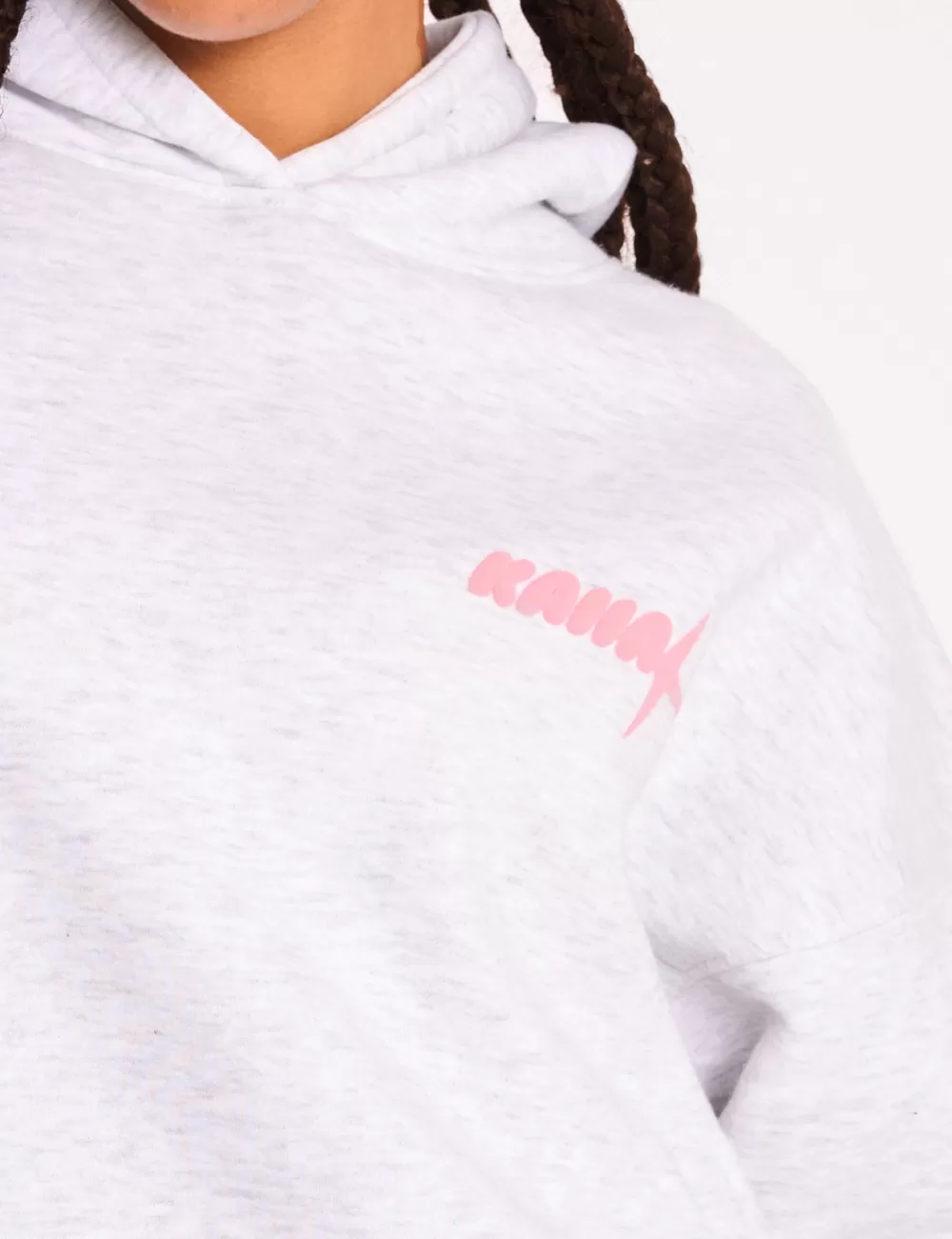 Sale Public Desire Kaiia Star Ombre Graphic Oversized Hoodie Grey Marl Grey_marl