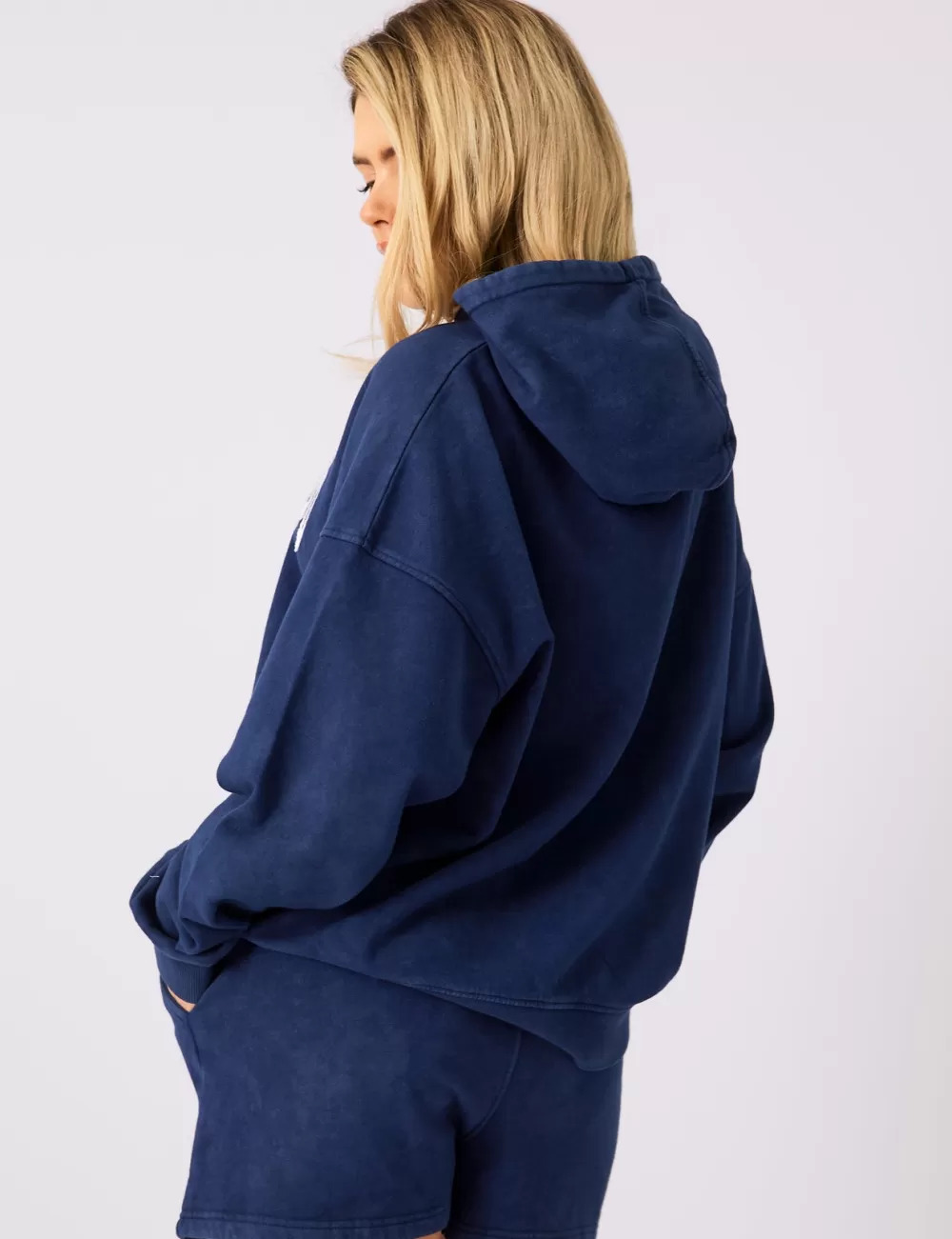 Flash Sale Public Desire Kaiia Studio Applique Logo Oversized Hoodie Denim Blue