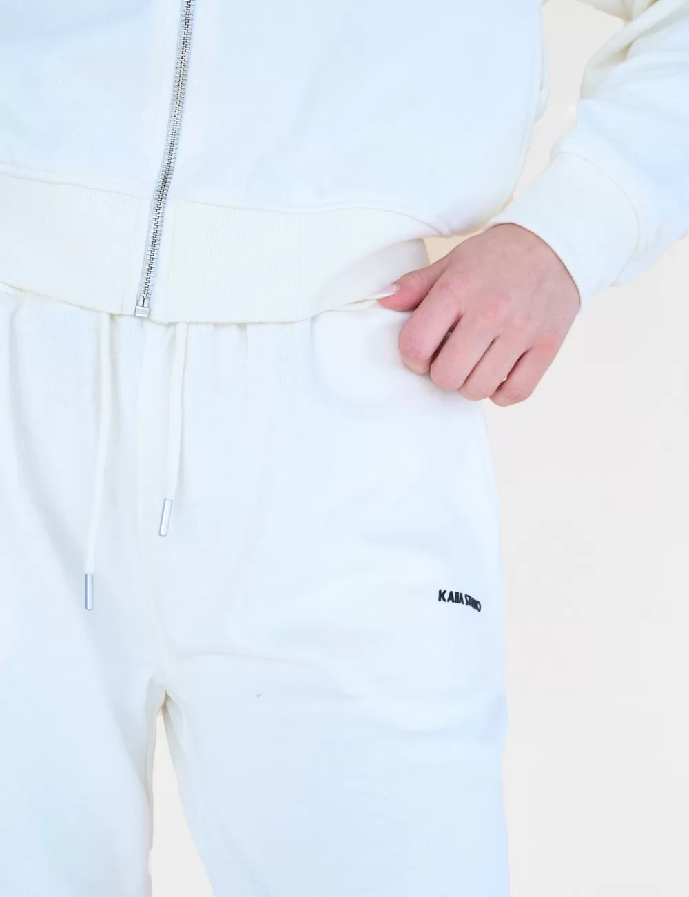Outlet Public Desire Kaiia Studio Back Pocket Wide Leg Sweat Pants Ecru