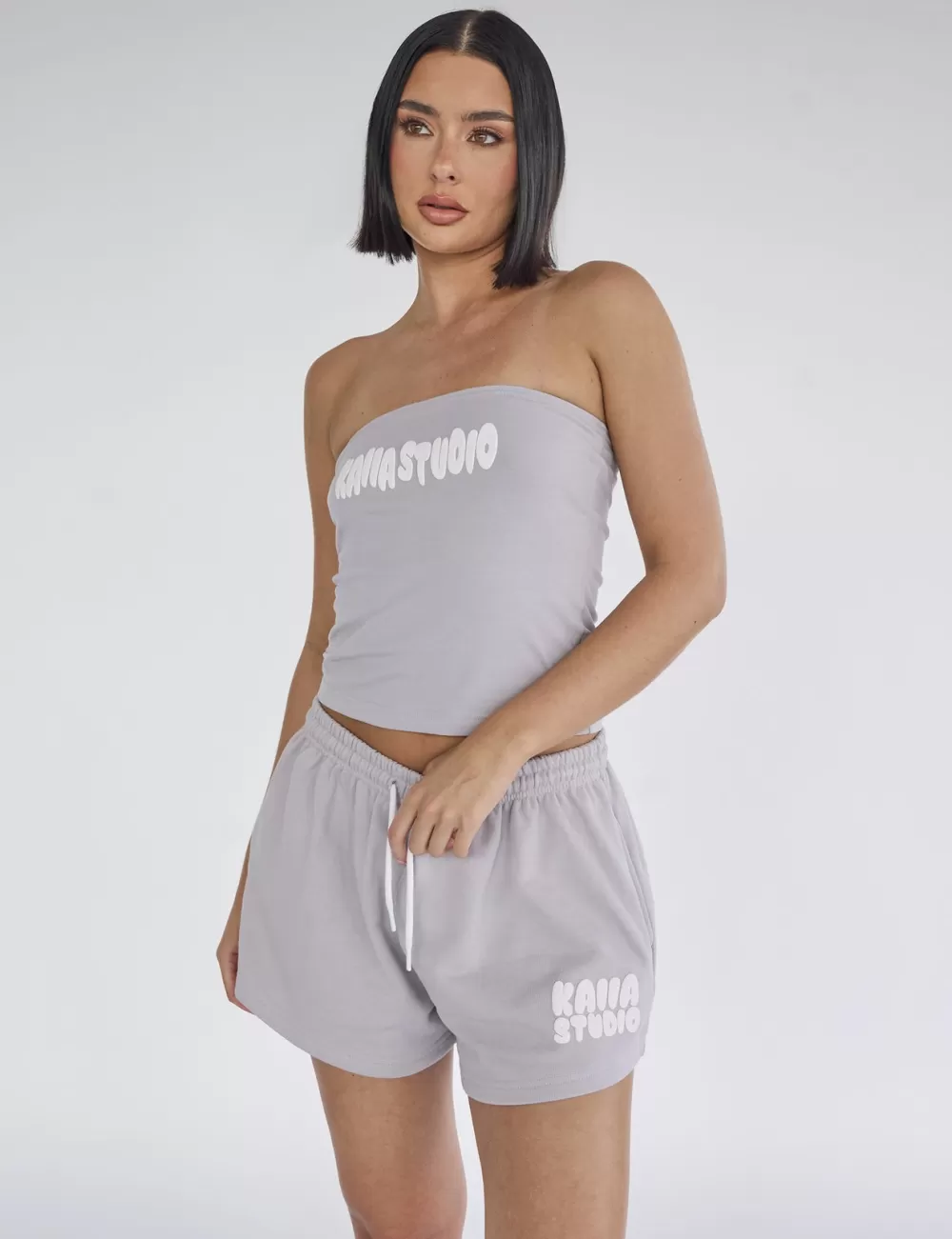 Cheap Public Desire Kaiia Studio Bubble Logo Bandeau Top Light Grey Light_grey