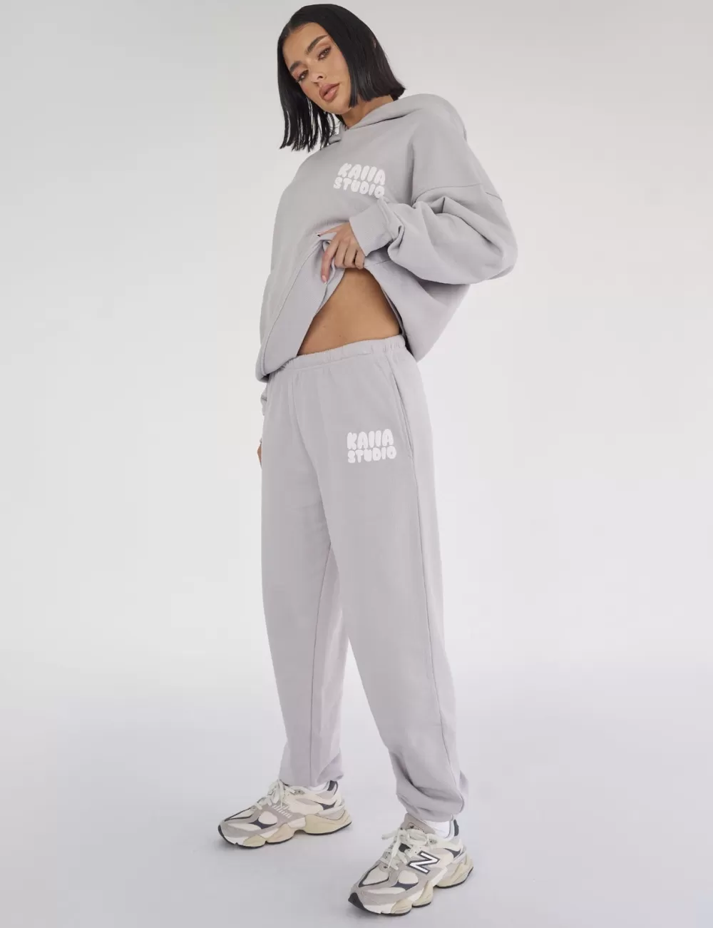 Best Sale Public Desire Kaiia Studio Bubble Logo Cuffed Joggers Light Grey Light_grey