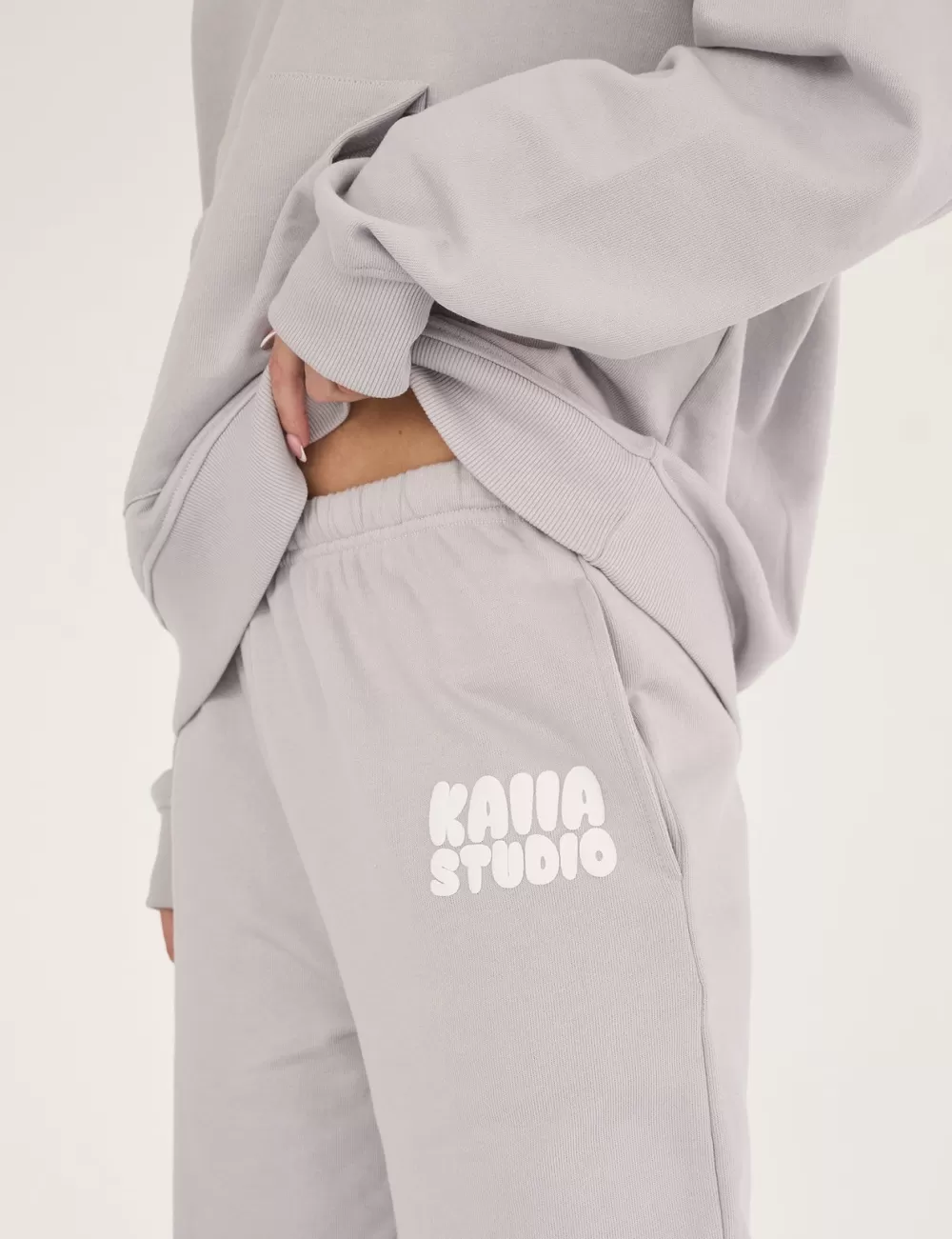 Best Sale Public Desire Kaiia Studio Bubble Logo Cuffed Joggers Light Grey Light_grey
