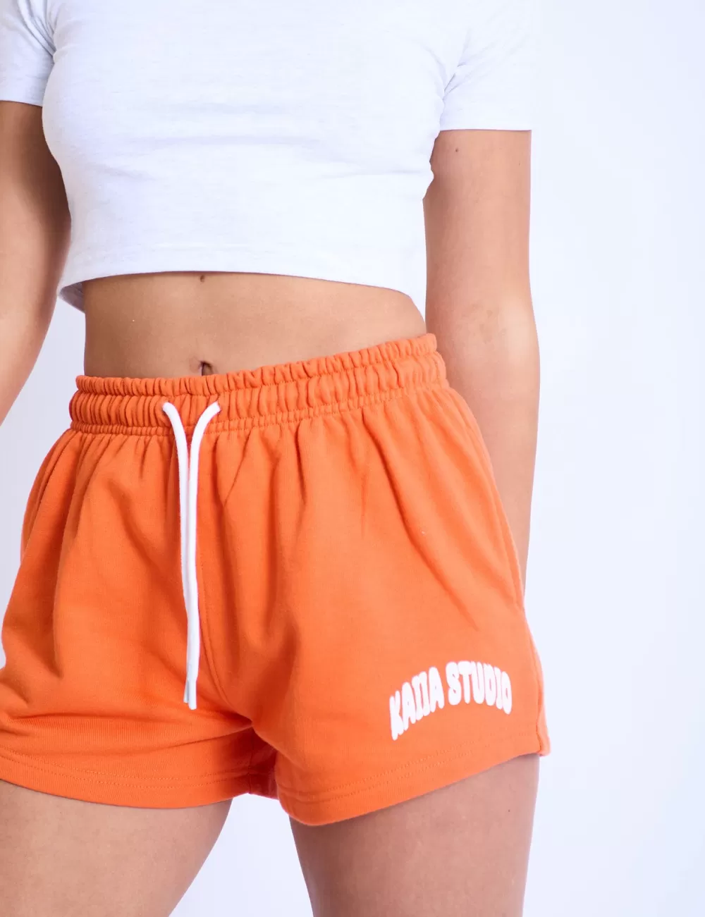 Flash Sale Public Desire Kaiia Studio Bubble Logo Mini Sweat Shorts Orange