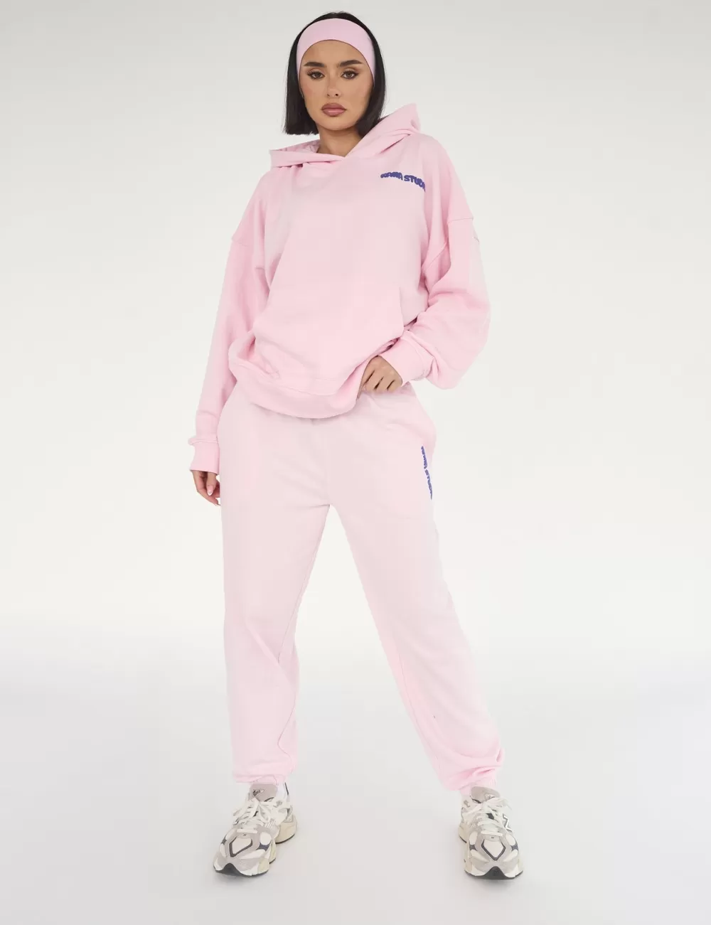 Clearance Public Desire Kaiia Studio Bubble Logo Oversized Hoodie Baby & Blue Pink