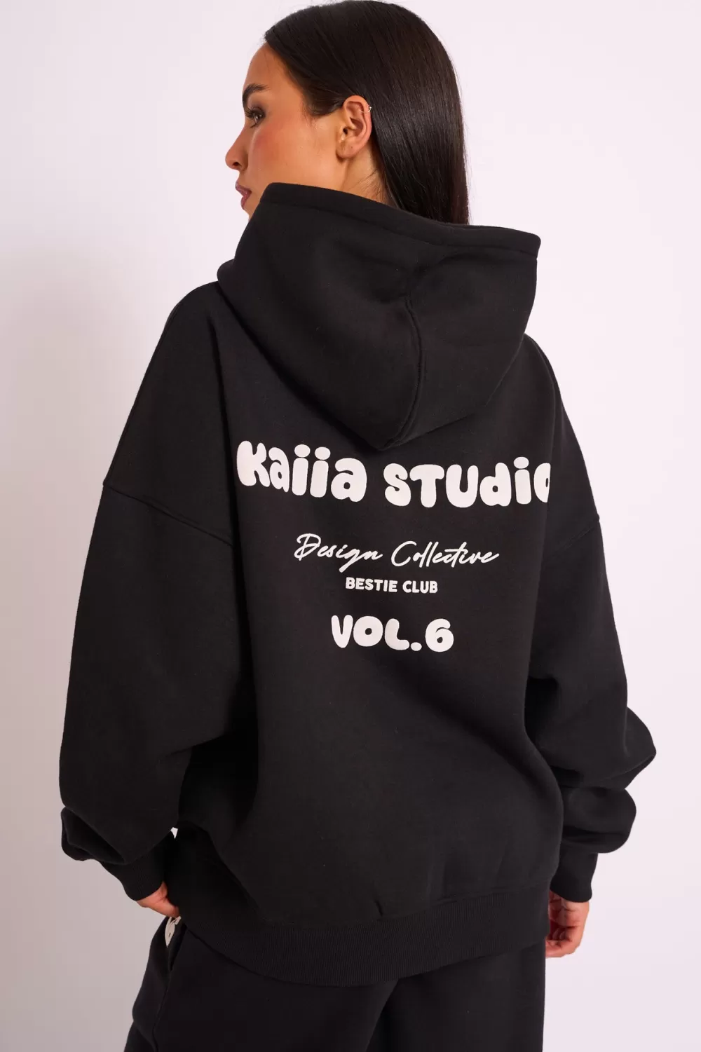 Store Public Desire Kaiia Studio Bubble Logo Oversized Hoodie Black Black_white
