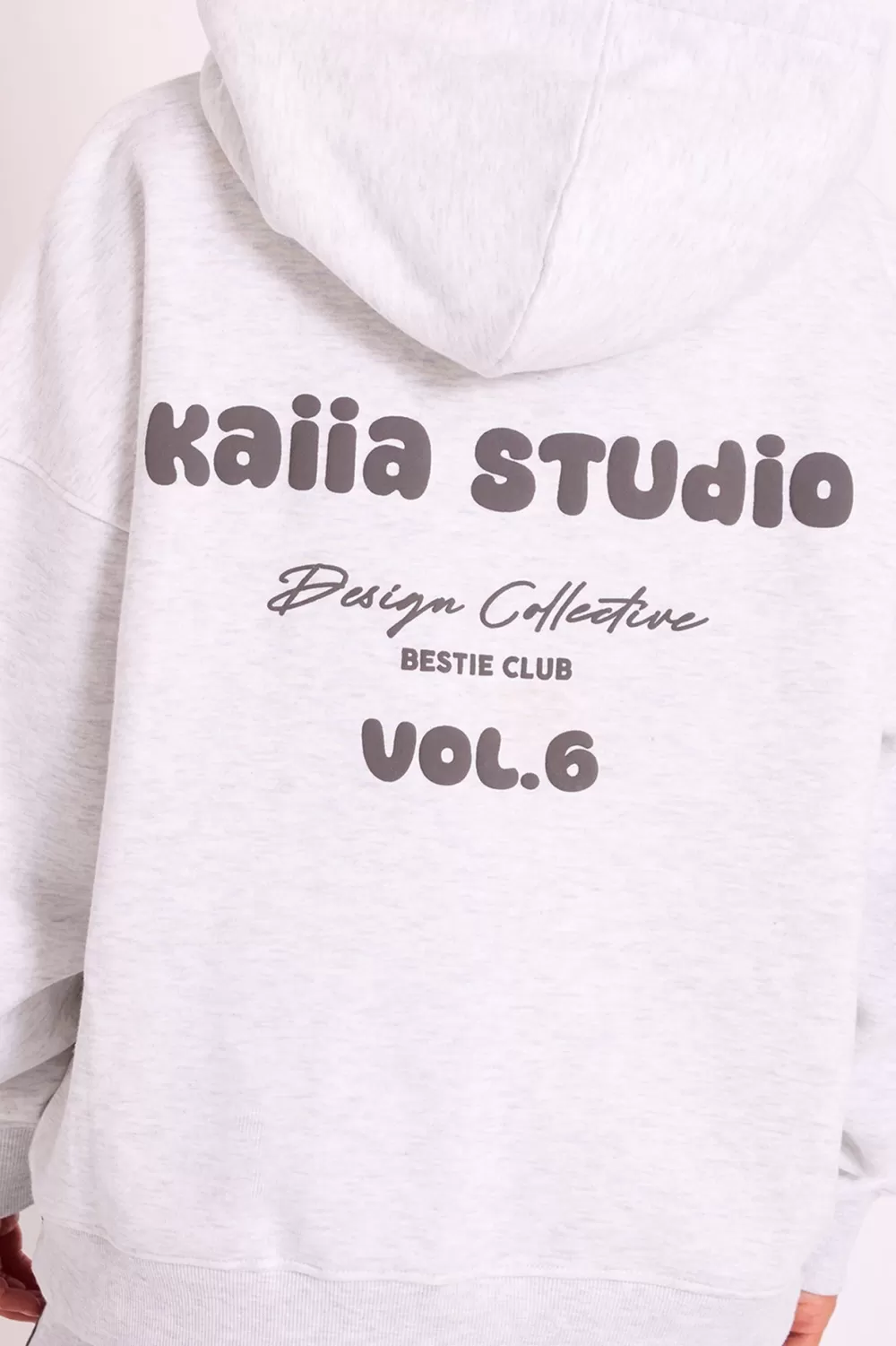 Outlet Public Desire Kaiia Studio Bubble Logo Oversized Hoodie Grey Marl Grey_marl_slate_grey