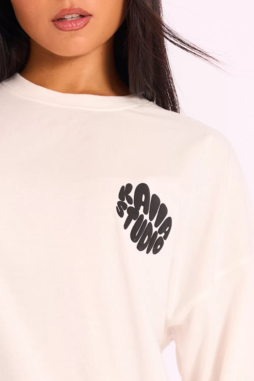 Sale Public Desire Kaiia Studio Bubble Logo Oversized Tee White & Black White_black