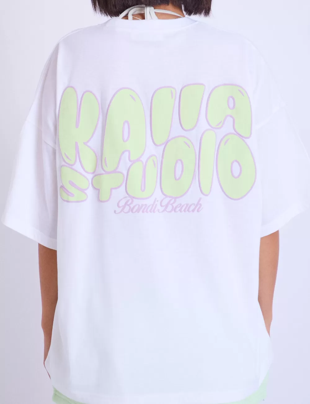 Online Public Desire Kaiia Studio Bubble Logo Oversized T-shirt & Lime White