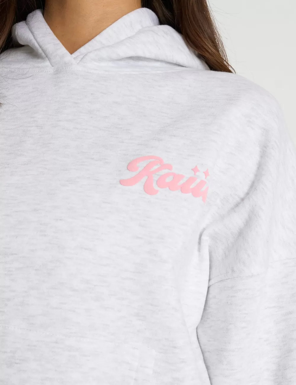 Online Public Desire Kaiia Studio Bubble Script Oversized Hoodie Grey Marl & Pink Grey_marl_and_pink
