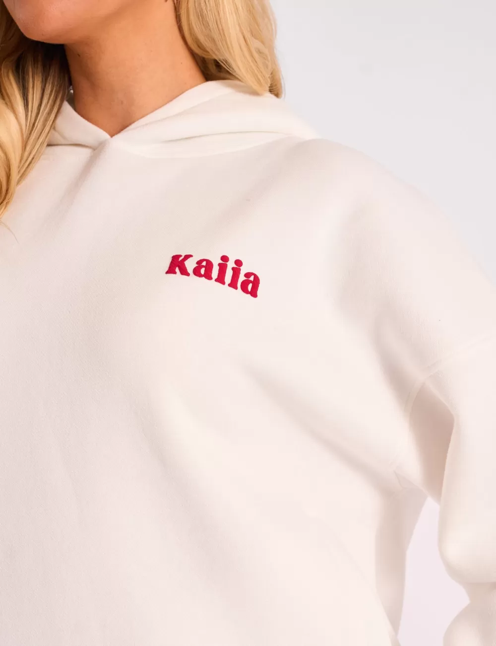 Clearance Public Desire Kaiia Studio Cherry Graphic Oversized Hoodie Cream & Red Cream_red