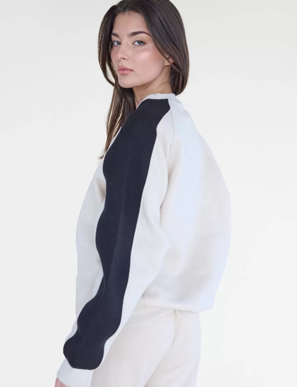 Shop Public Desire Kaiia Studio Contrast Panel Oversized Sweatshirt & Black Stone