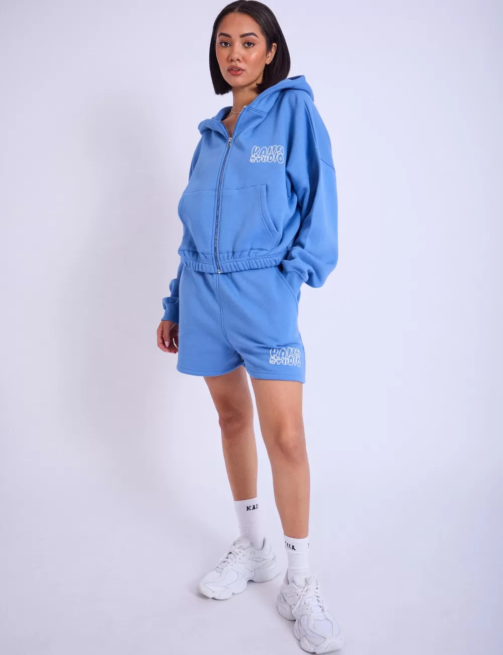 Outlet Public Desire Kaiia Studio Cropped Oversized Zip Up Hoodie Blue