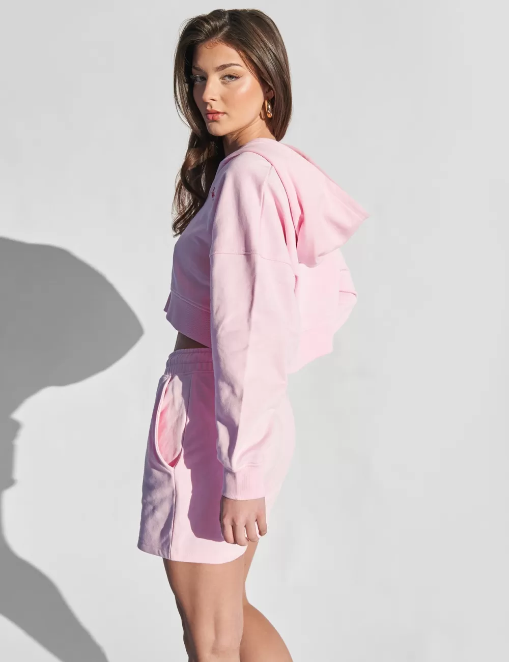 Clearance Public Desire Kaiia Studio Zip Through Hoodie Baby Pink