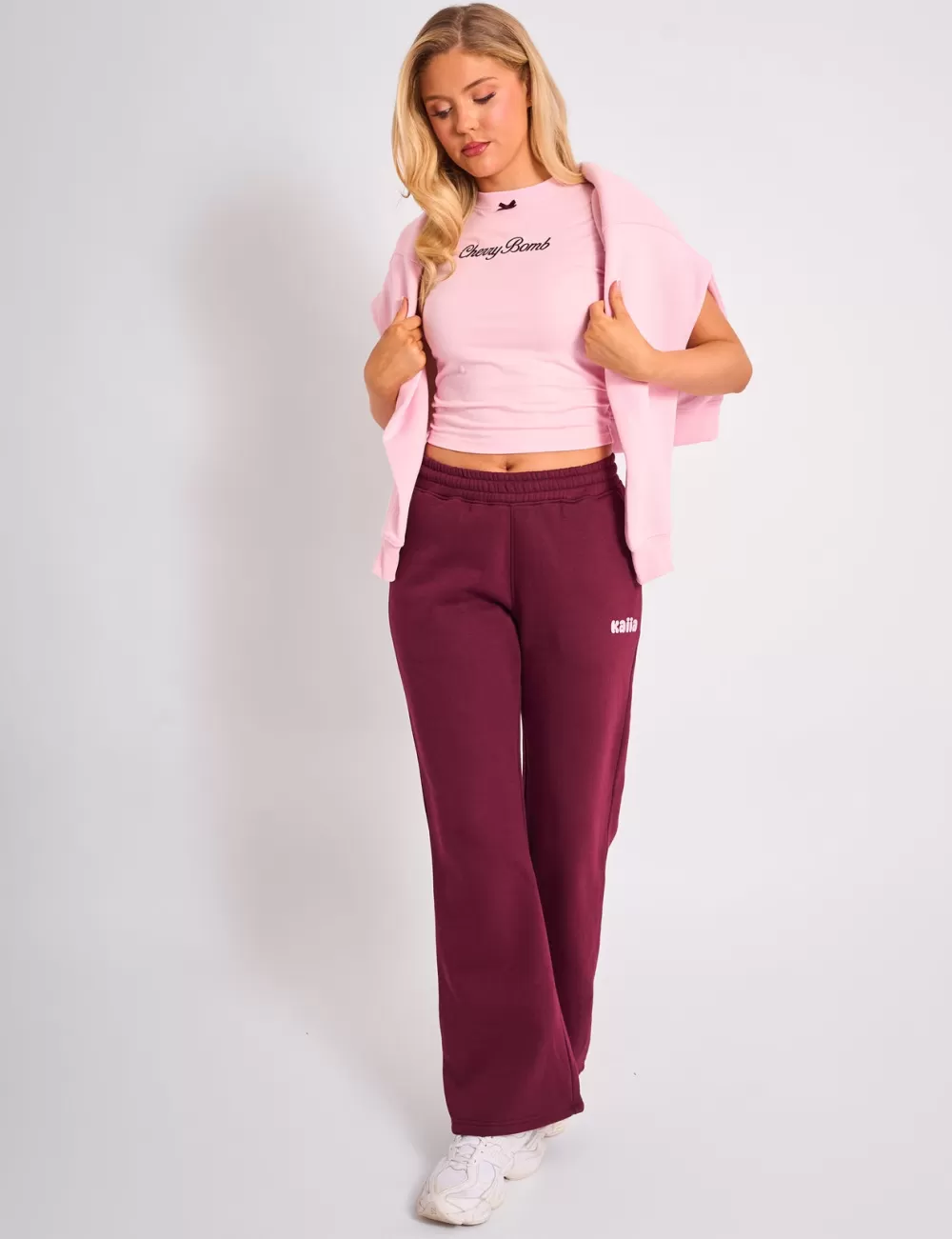 Flash Sale Public Desire Kaiia Wide Leg Joggers Plum & Pink Plum_pink