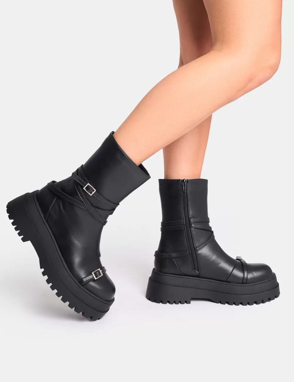 Flash Sale Public Desire Odessa Multi Strap Detail Chunky Sole Ankle Boots Black