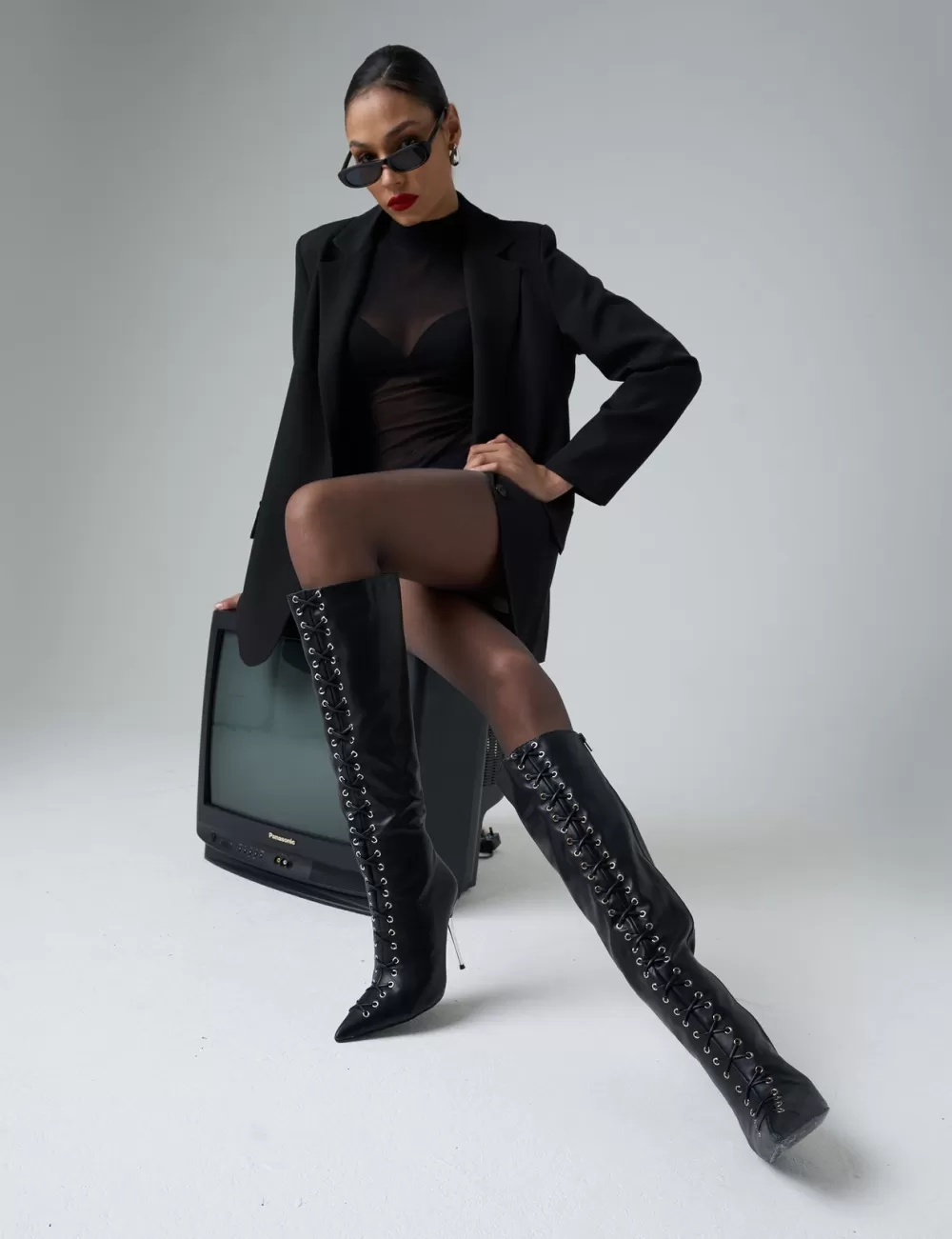 Discount Public Desire Oversized Asymmetric Back Blazer Black