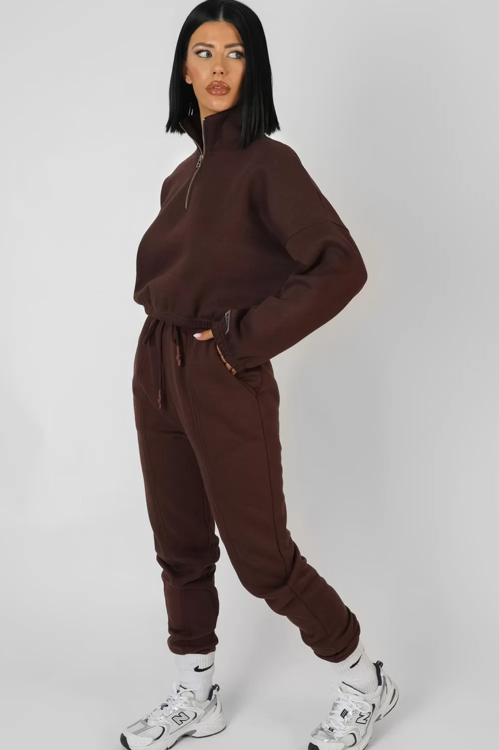Clearance Public Desire Oversized Fit Seam Front 90S Joggers Chocolate Brown