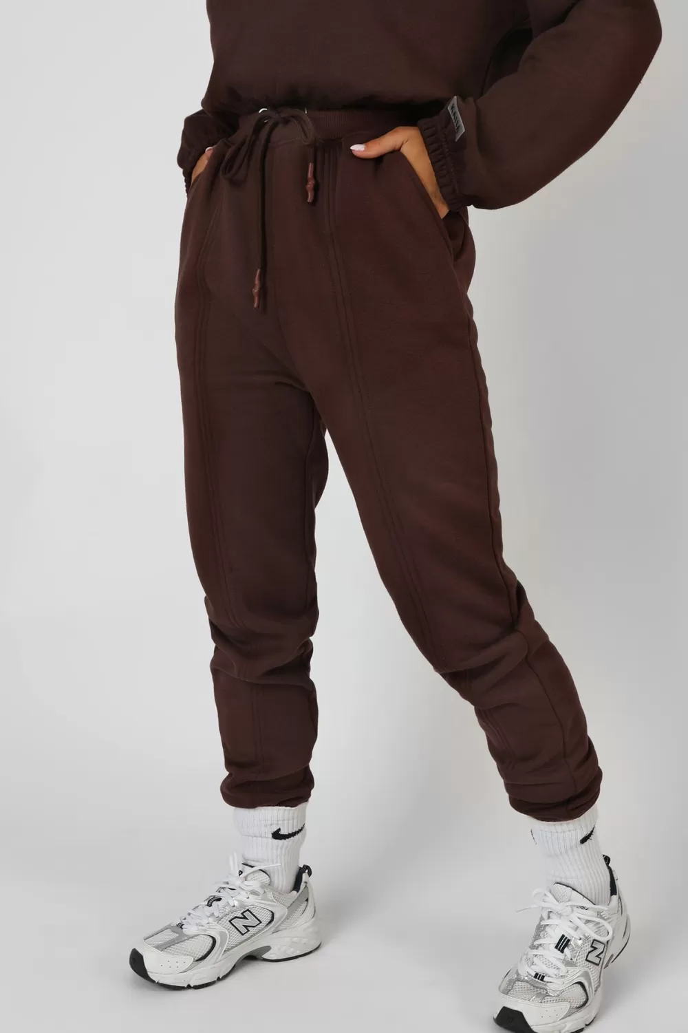 Clearance Public Desire Oversized Fit Seam Front 90S Joggers Chocolate Brown