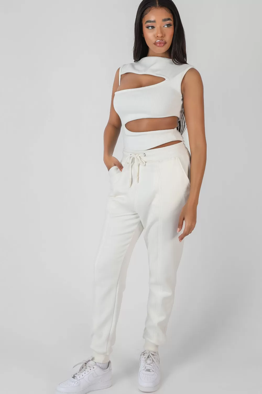 Sale Public Desire Oversized Fit Seam Front 90S Joggers Ecru