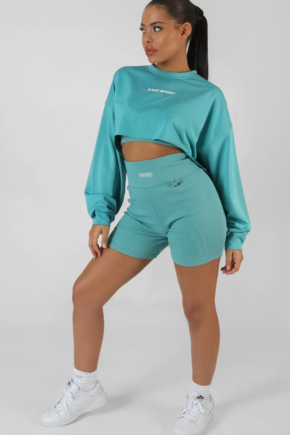 Fashion Public Desire Oversized Super Cropped Kaiia Sport Sweatshirt Blue
