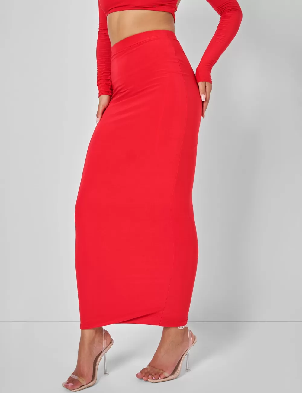 Clearance Public Desire Cut Out Maxi Skirt Co-ord in Red