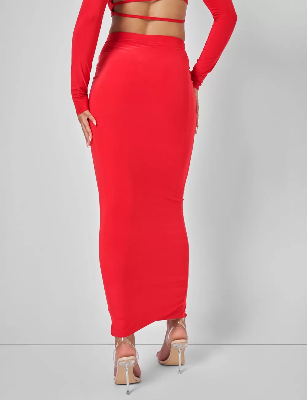 Clearance Public Desire Cut Out Maxi Skirt Co-ord in Red