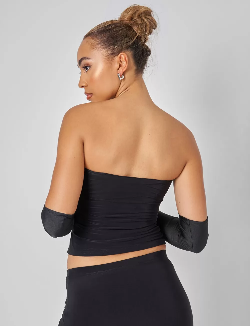 Cheap Public Desire Lace Hook and Eye Bandeau Top Co-ord in Black