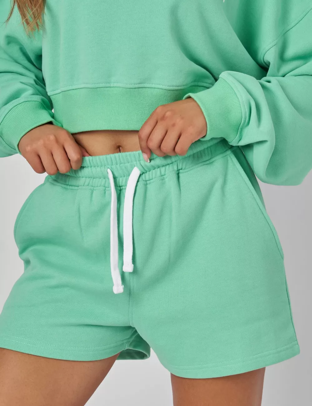 Cheap Public Desire Relaxed Contrast Drawcord Sweat Shorts Green