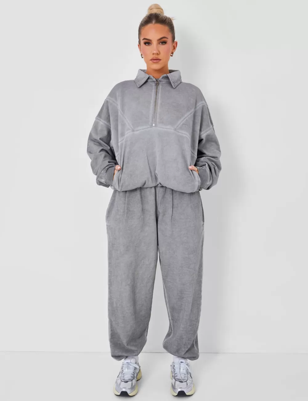 Store Public Desire Relaxed Fit Cuffed Joggers Co-ord Washed Grey