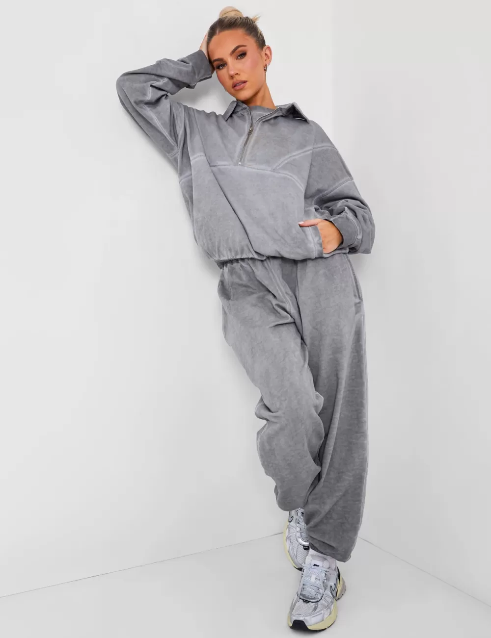 Store Public Desire Relaxed Fit Cuffed Joggers Co-ord Washed Grey