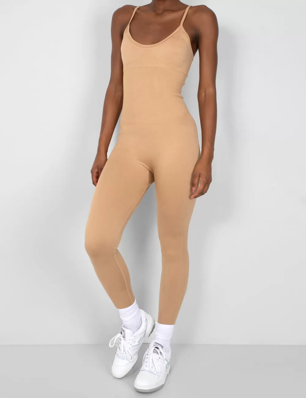 Fashion Public Desire Seamless Unitard Jumpsuit Camel Brown