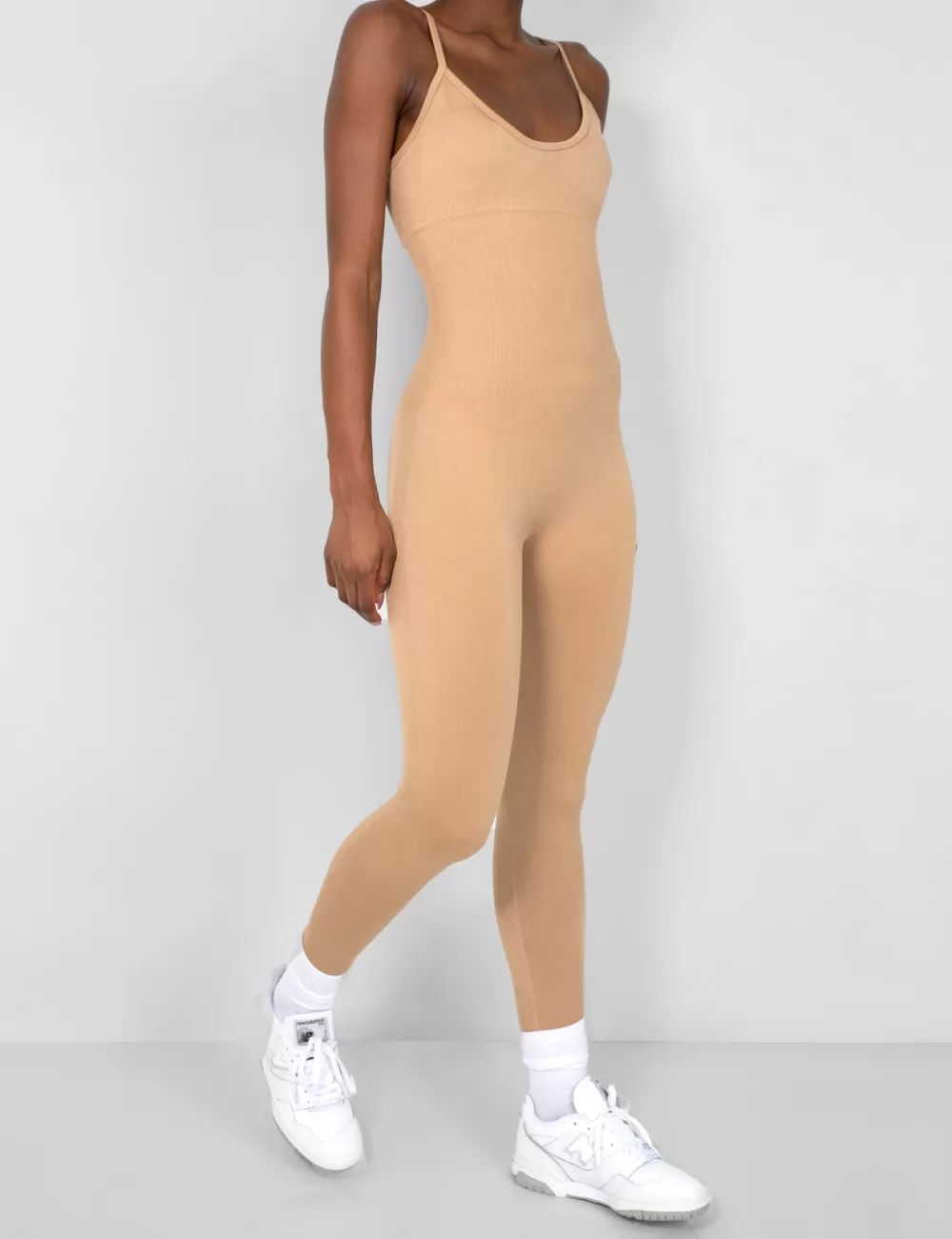 Fashion Public Desire Seamless Unitard Jumpsuit Camel Brown