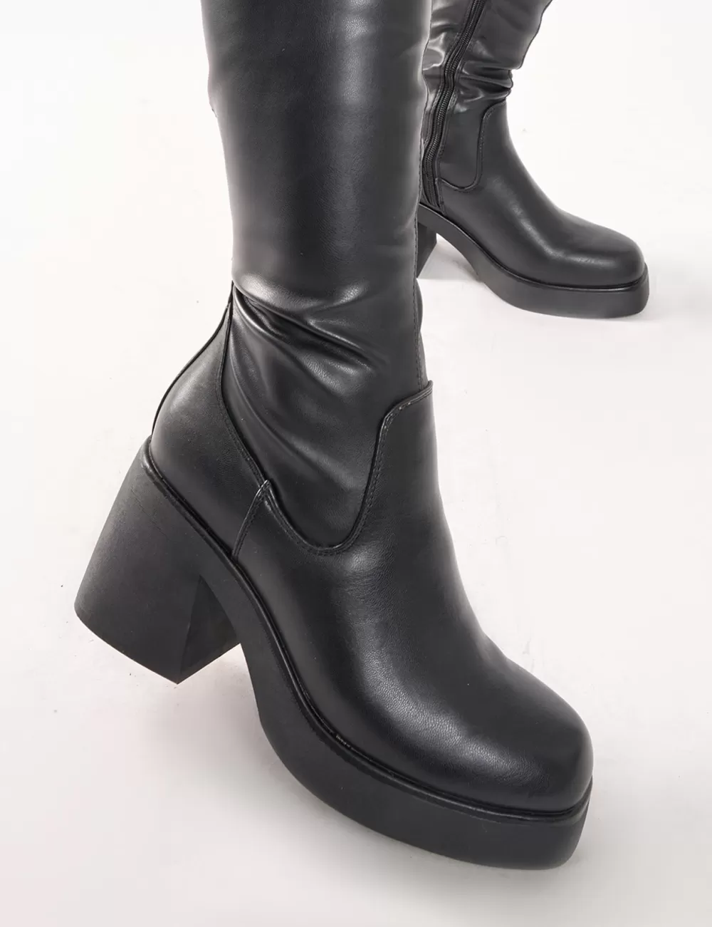 Sale Public Desire Sensored Chunky Sole Sock Over the Knee Boots Black