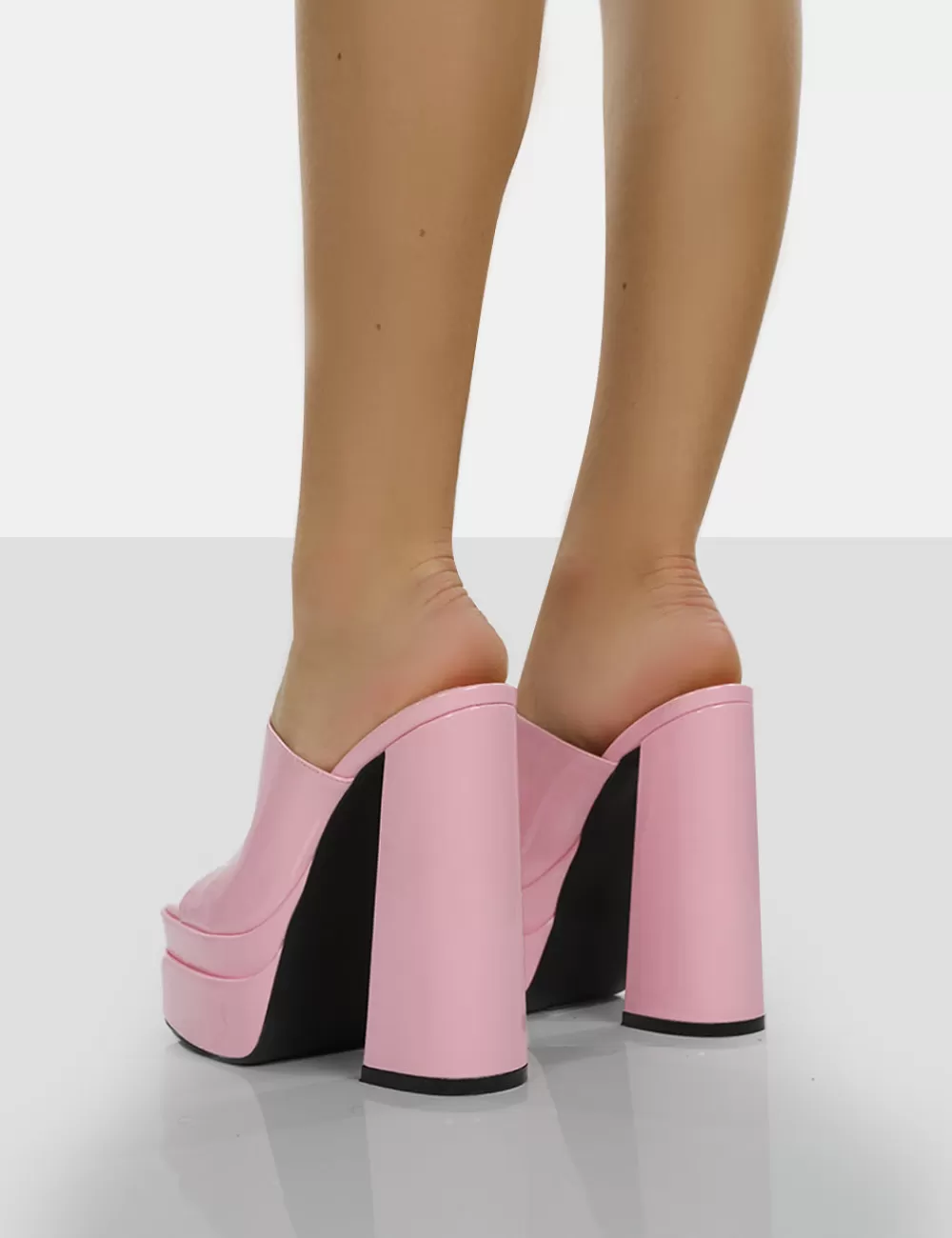 Cheap Public Desire Sky High Bubblegum Patent Chunky Platform High Heeled Mules Pink