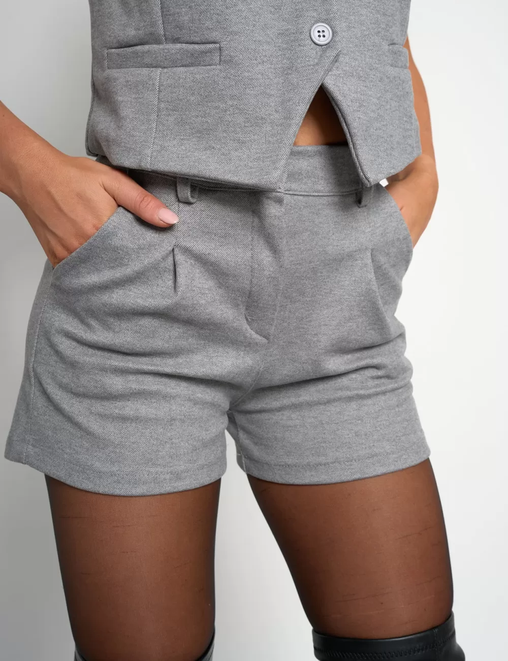 Cheap Public Desire Soft Tailored High Waisted Shorts Co Ord Grey