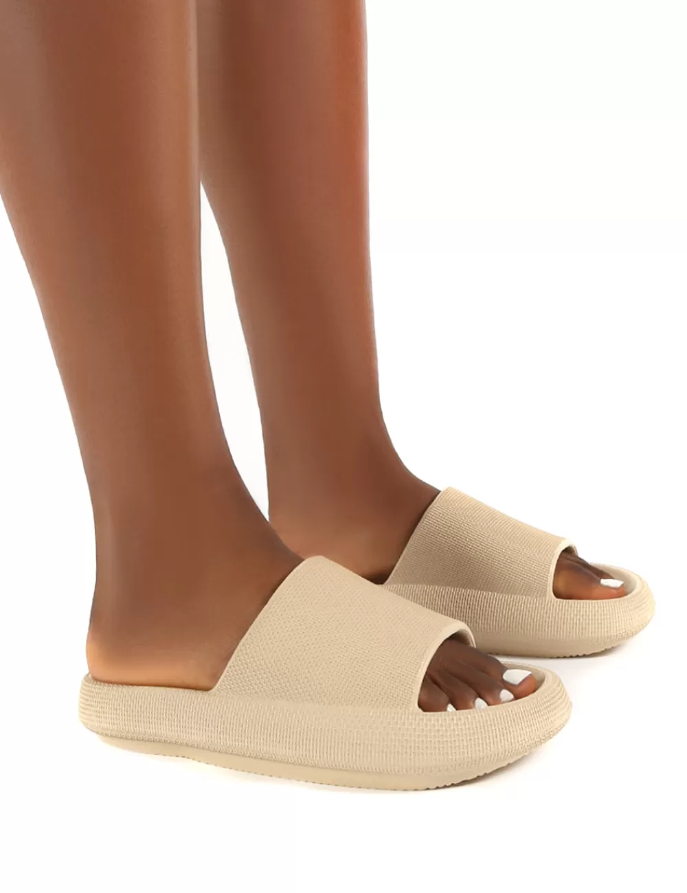 Flash Sale Public Desire Solar Bone Rubber Flat Slider Nude