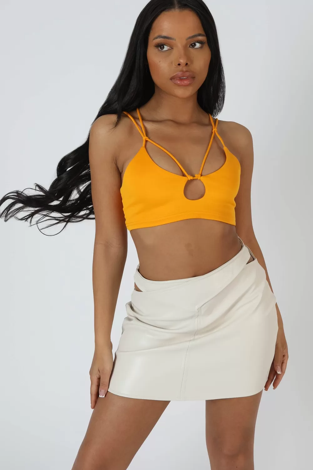 New Public Desire Strappy Bralet Mango Orange