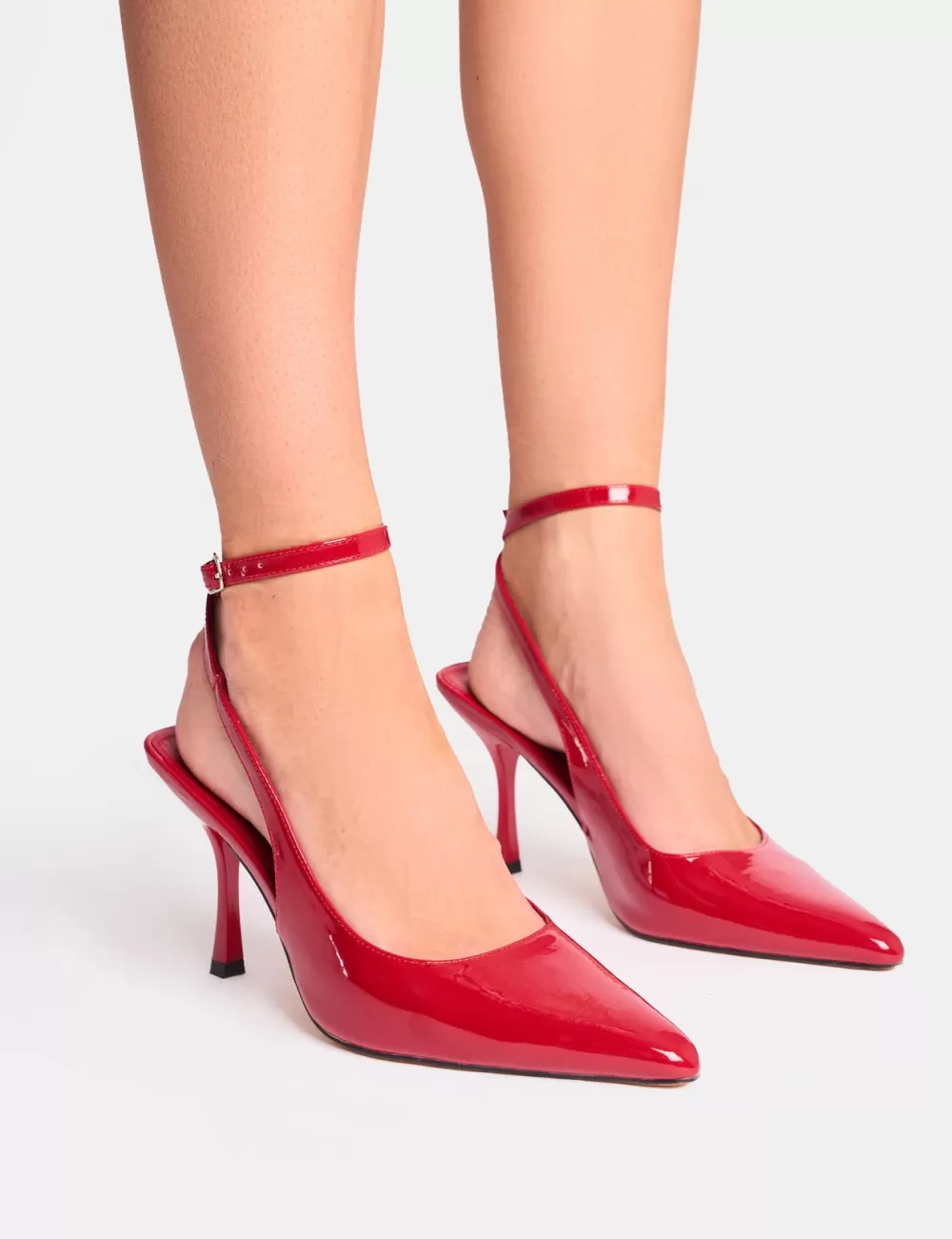 Best Public Desire Sweet Talk Ankle Strap Court Heels Red