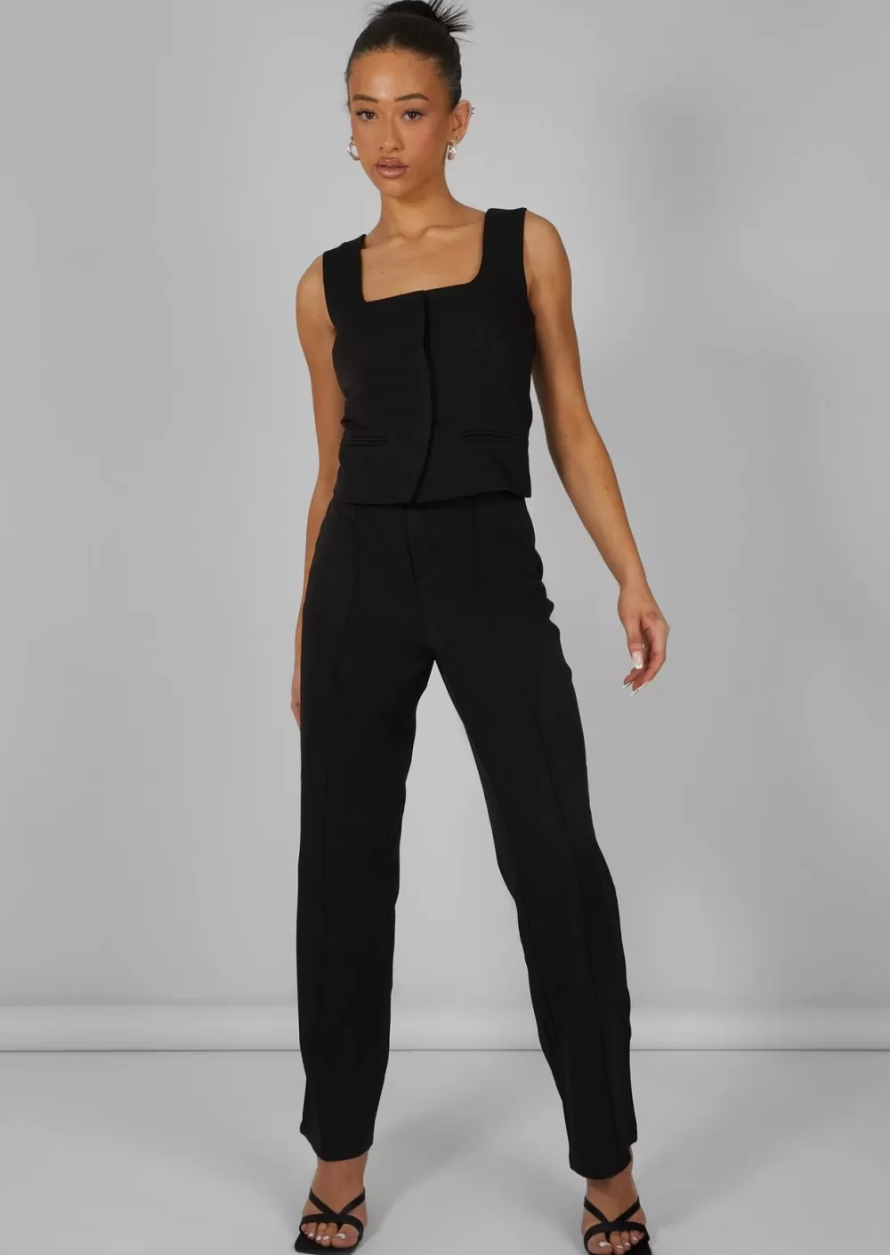 Store Public Desire Tailored Extreme High Waisted Slim Leg Trousers Black