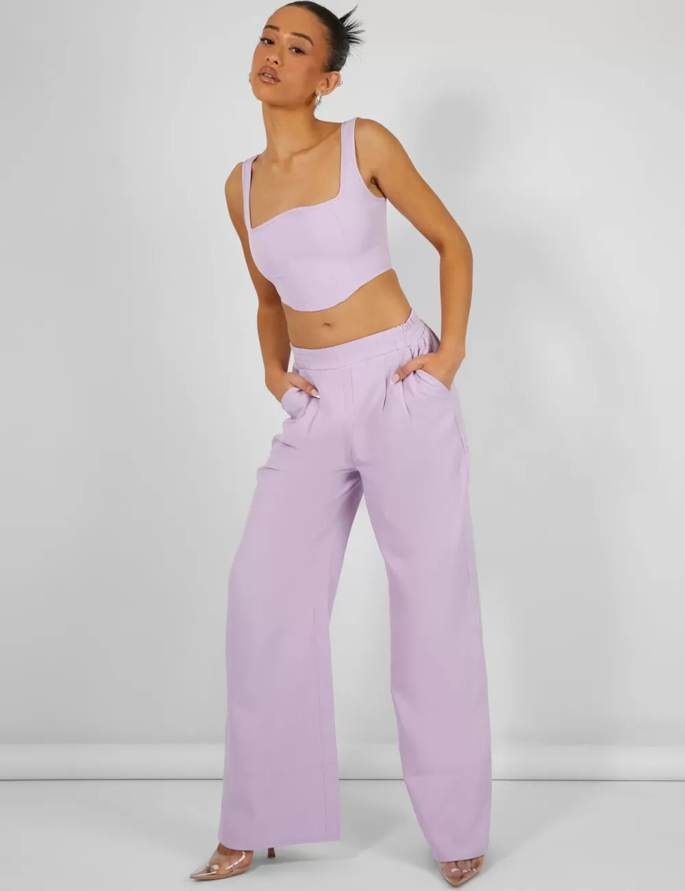 New Public Desire Tailored Wide Leg Trousers Lilac