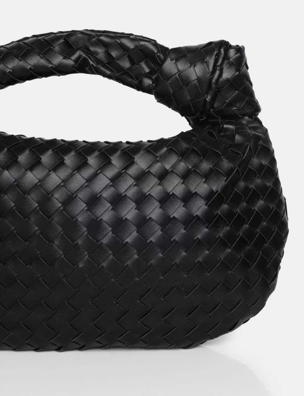 Sale Public Desire The Blame Woven PU Knot Detail Mini Grab Bag Black