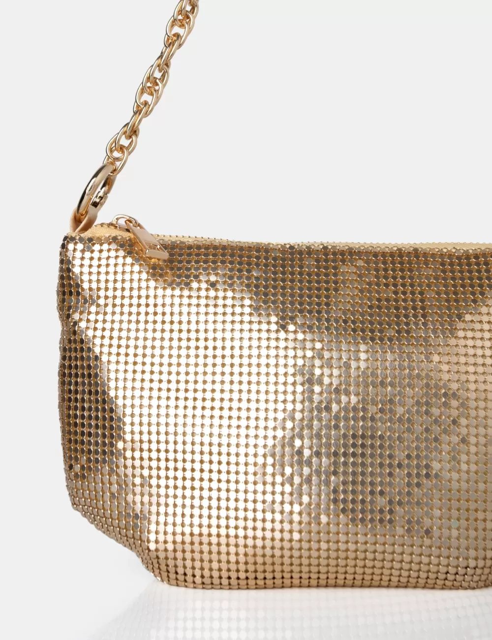 Store Public Desire The Slouch Diamante Chainmail Baguette Chain Detail Shoulder Bag Gold