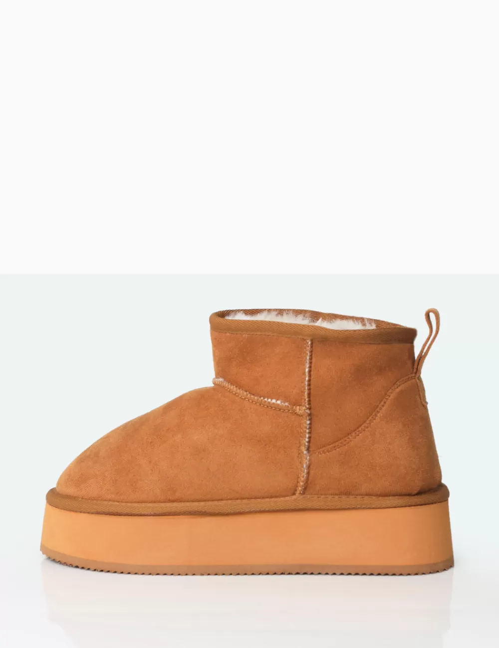 Cheap Public Desire Theo Chestnut Brown Faux Suede Ultra Mini Ankle Platform Boots