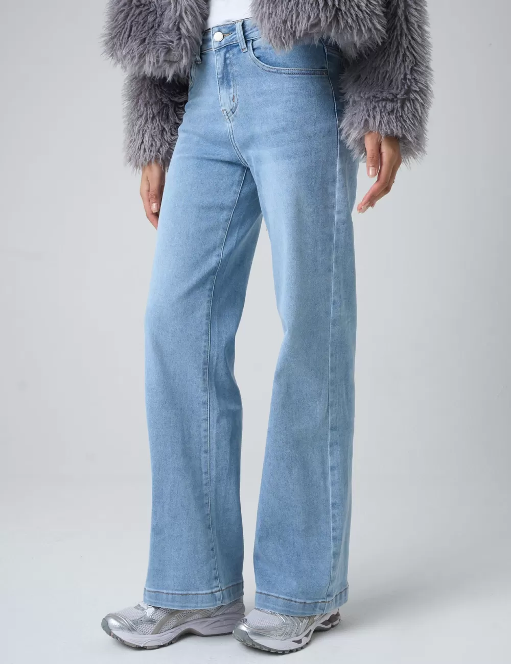Sale Public Desire Wide Leg High Rise Denim Jeans Blue