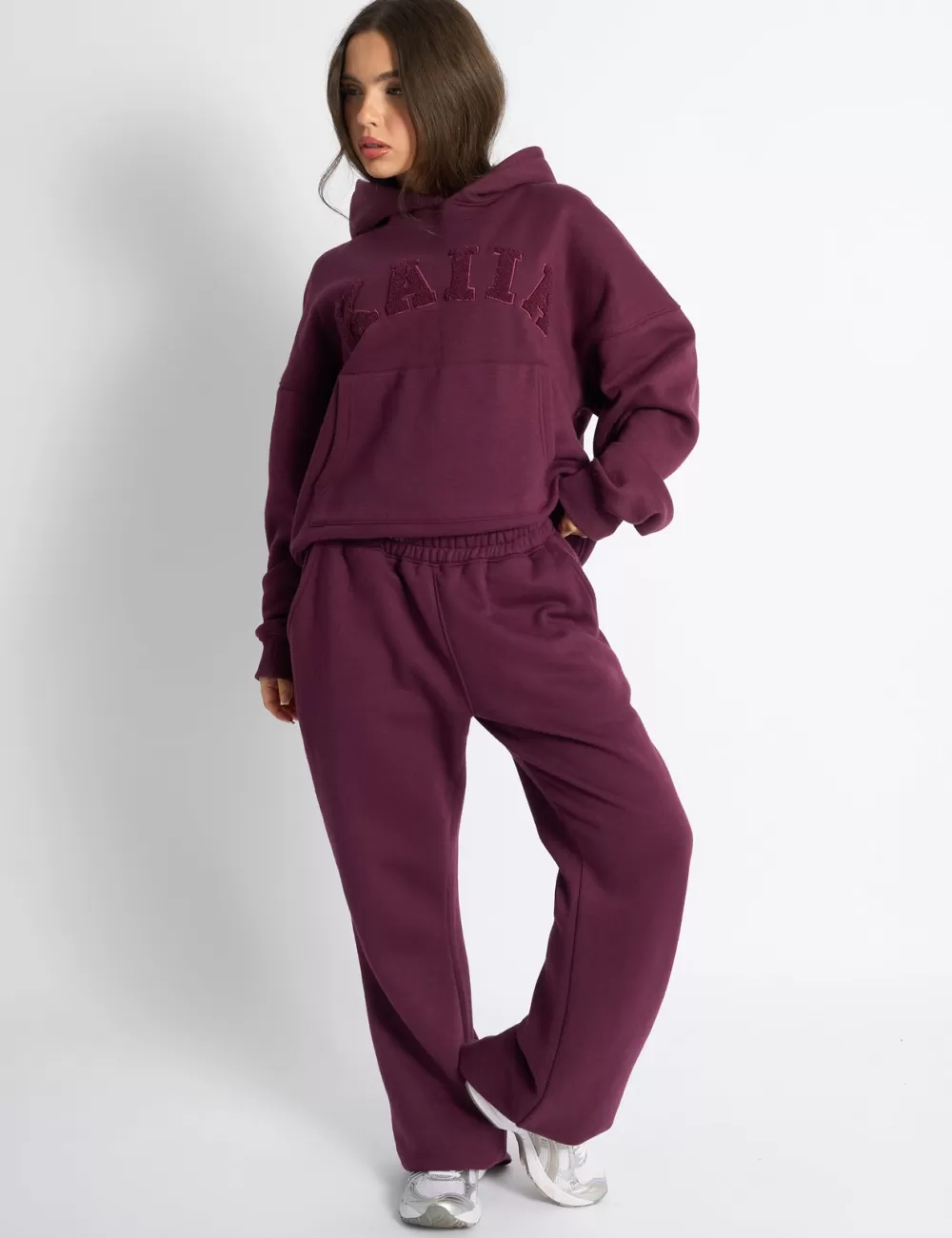 Best Sale Public Desire Wide Leg Sweat Pants Deep Burgundy Red