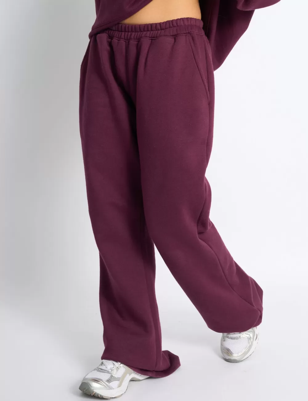 Best Sale Public Desire Wide Leg Sweat Pants Deep Burgundy Red