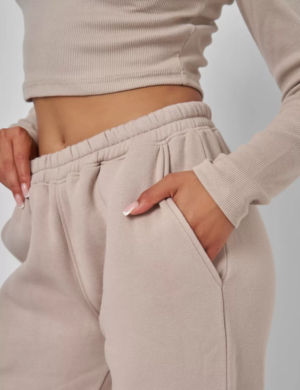 Cheap Public Desire Wide Leg Sweat Pants Stone Neutral