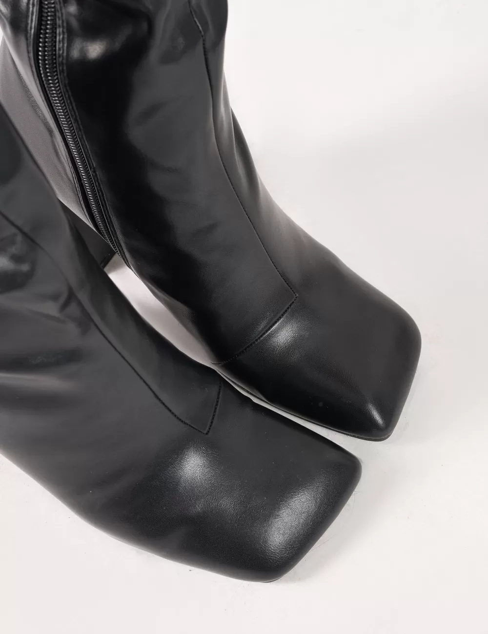 Outlet Public Desire Zoya Slanted Toe Block Heel Knee High Sock Boots Black